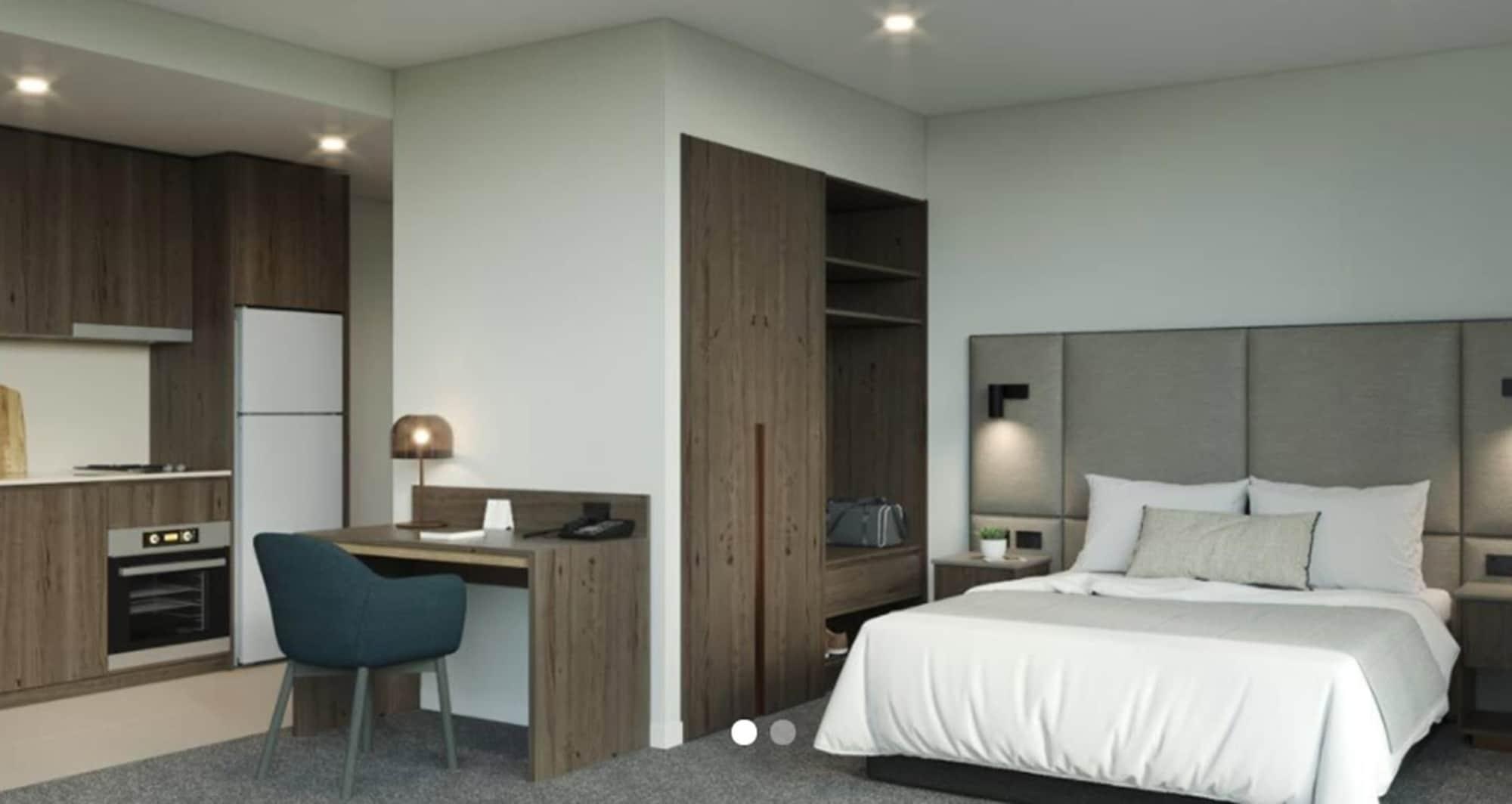 Aparthotel Oakwood Premier Melburne Exterior foto A typical bedroom at the hotel
