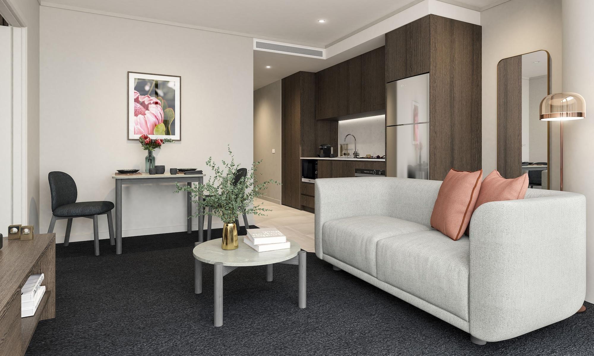 Aparthotel Oakwood Premier Melburne Exterior foto The interior of a typical apartment at the new residential college
